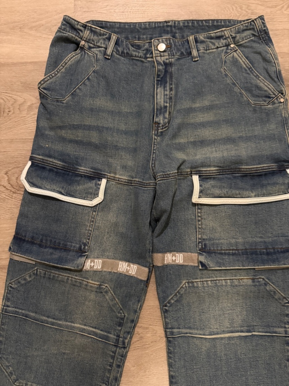 Women’s  Blue Denim Carpenter Jeans with Reflective Trim - Picture 4 of 12